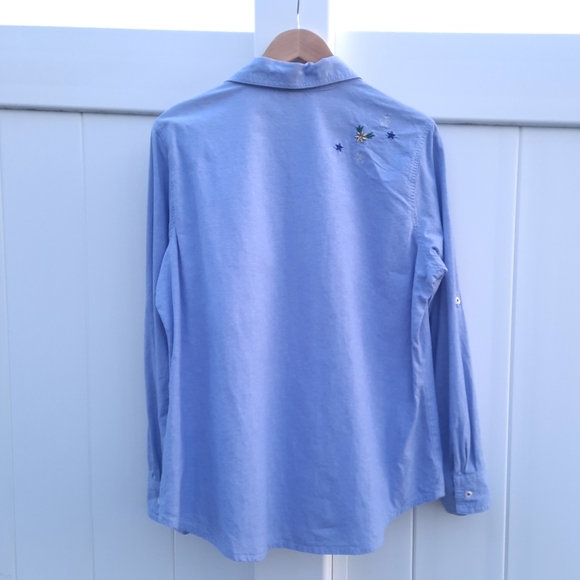 Gift Tag Christmas Button Down Top by White Stag |  L 12/14 - Picture 3 of 14